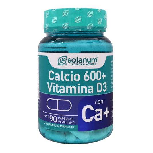 Calcio 600 Vitamina D3 90 Cápsulas (SOLANUM TURQUESA)