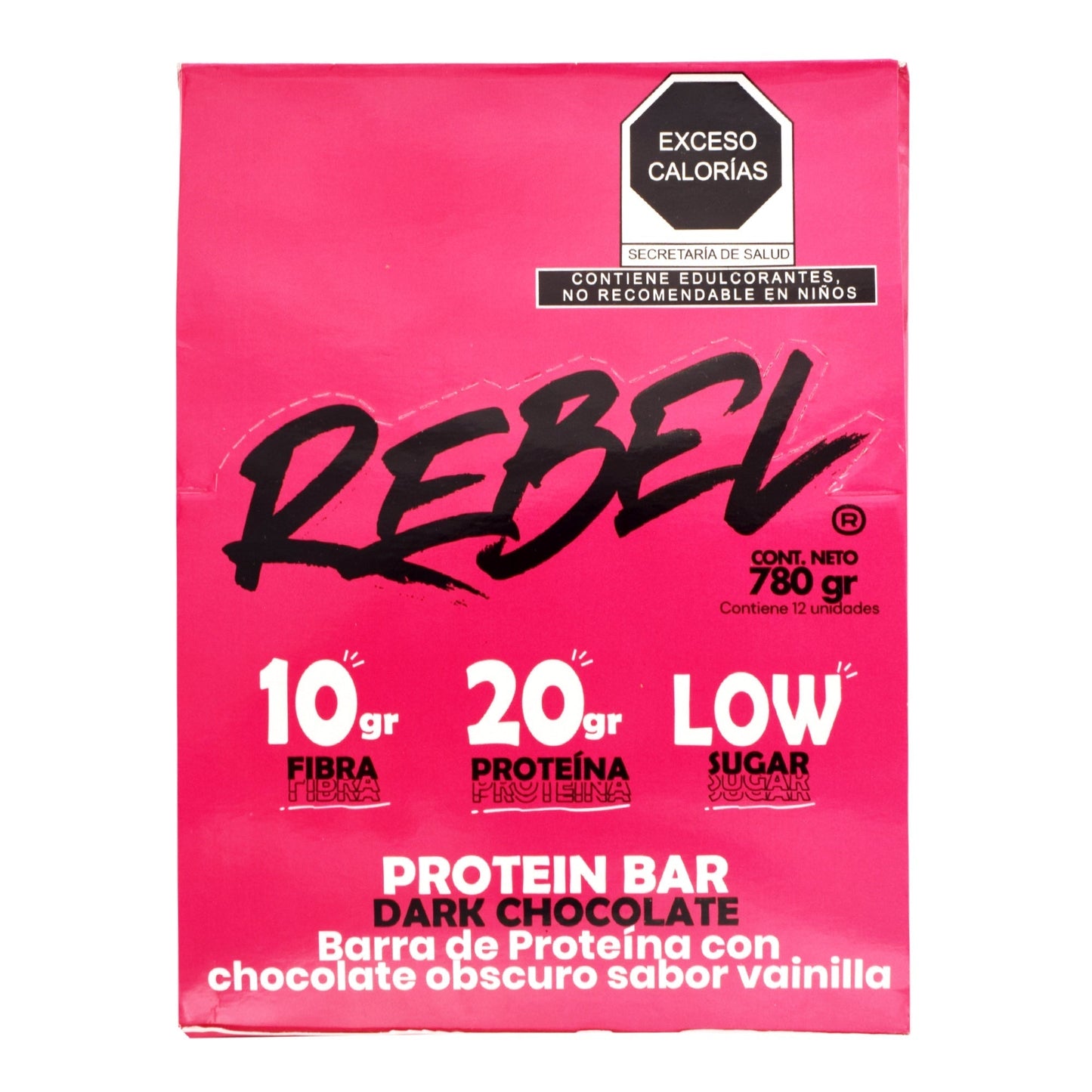 Barra De Proteina Chocolate Oscuro 65G (Paquete 12) (REBEL)