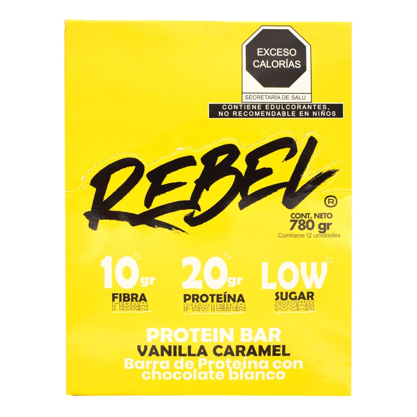 Barra De Proteina Vainilla Caramelo 65G (Paquete 12) (REBEL)