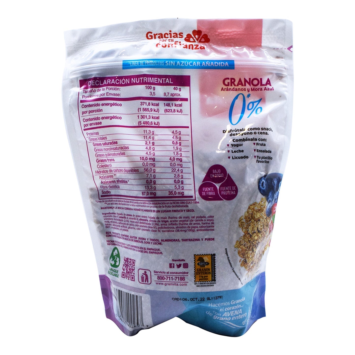Granola 0% Azucar Con Arandanos 350 G (GRANVITA)