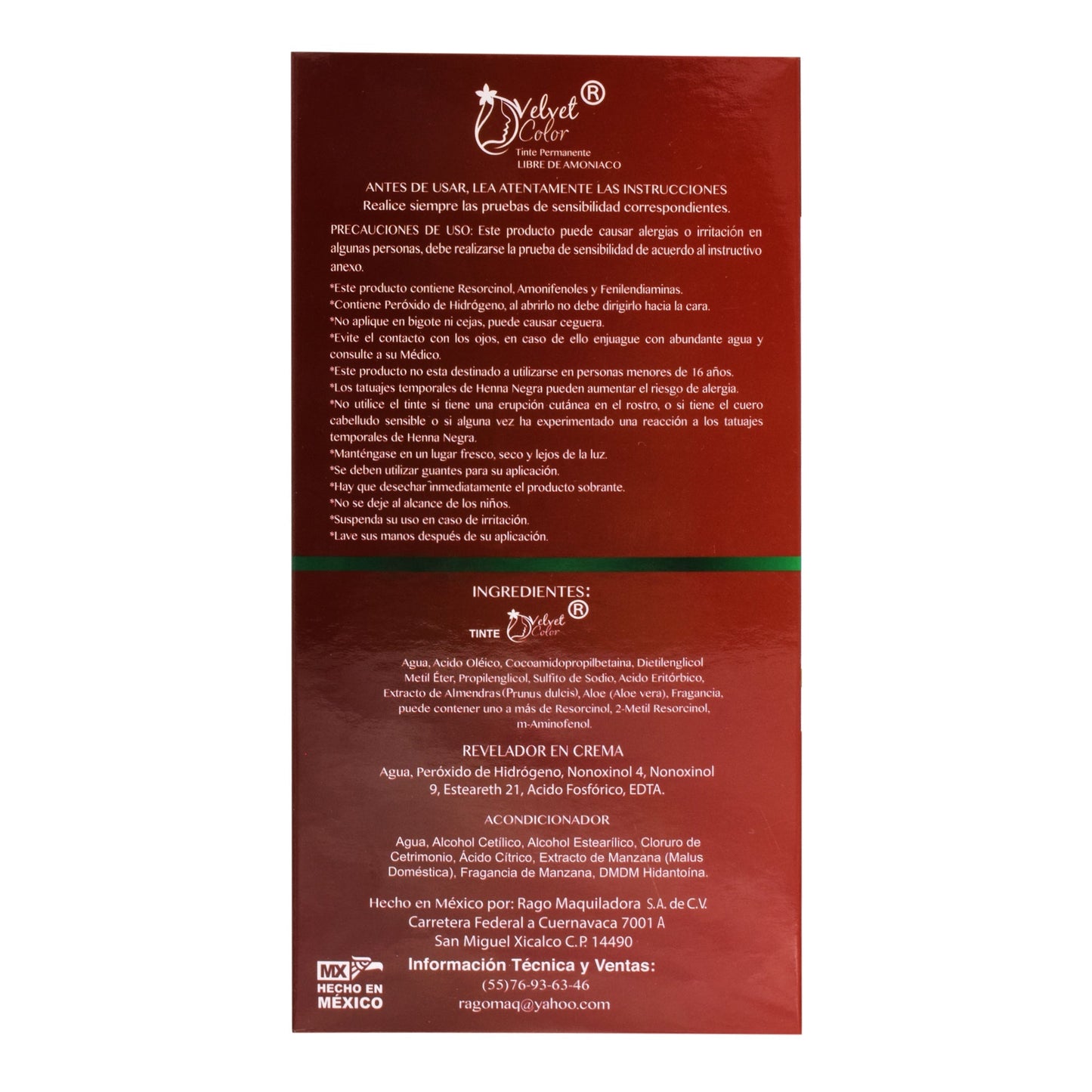 Tinte Castaí±o Claro 150 Mililitros (VELVET COLOR)