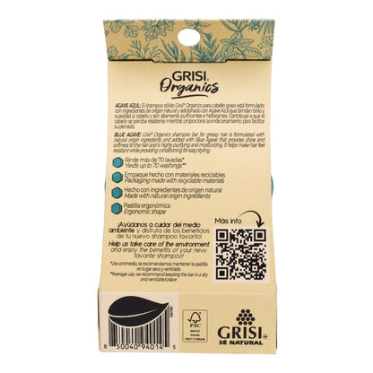 Shampoo Solido Agave Azul 75 G (GRISI ORGANICS AGAVE)