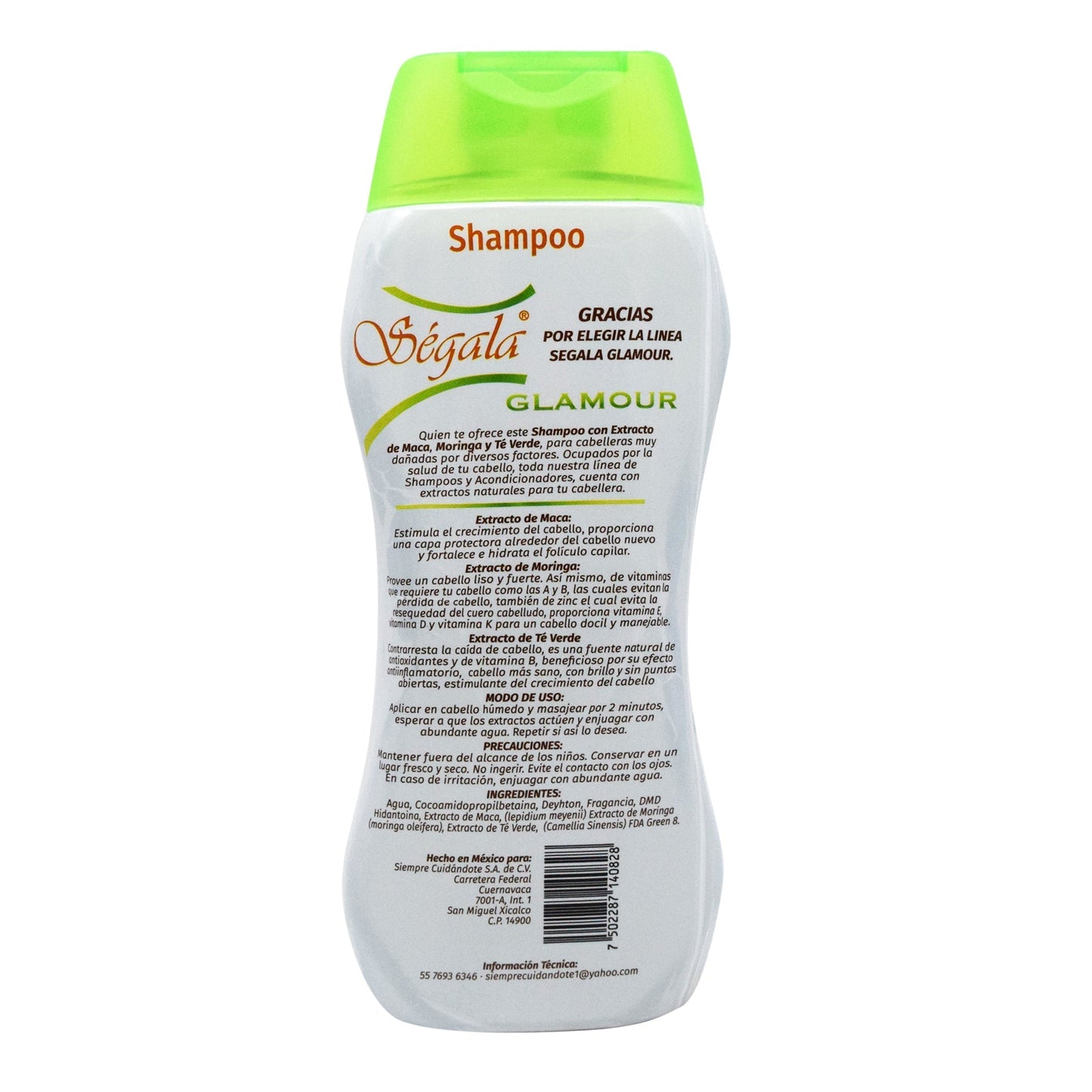 Shampoo Maca Moringa Y Te Verde 500 Mililitros (SEGALA)