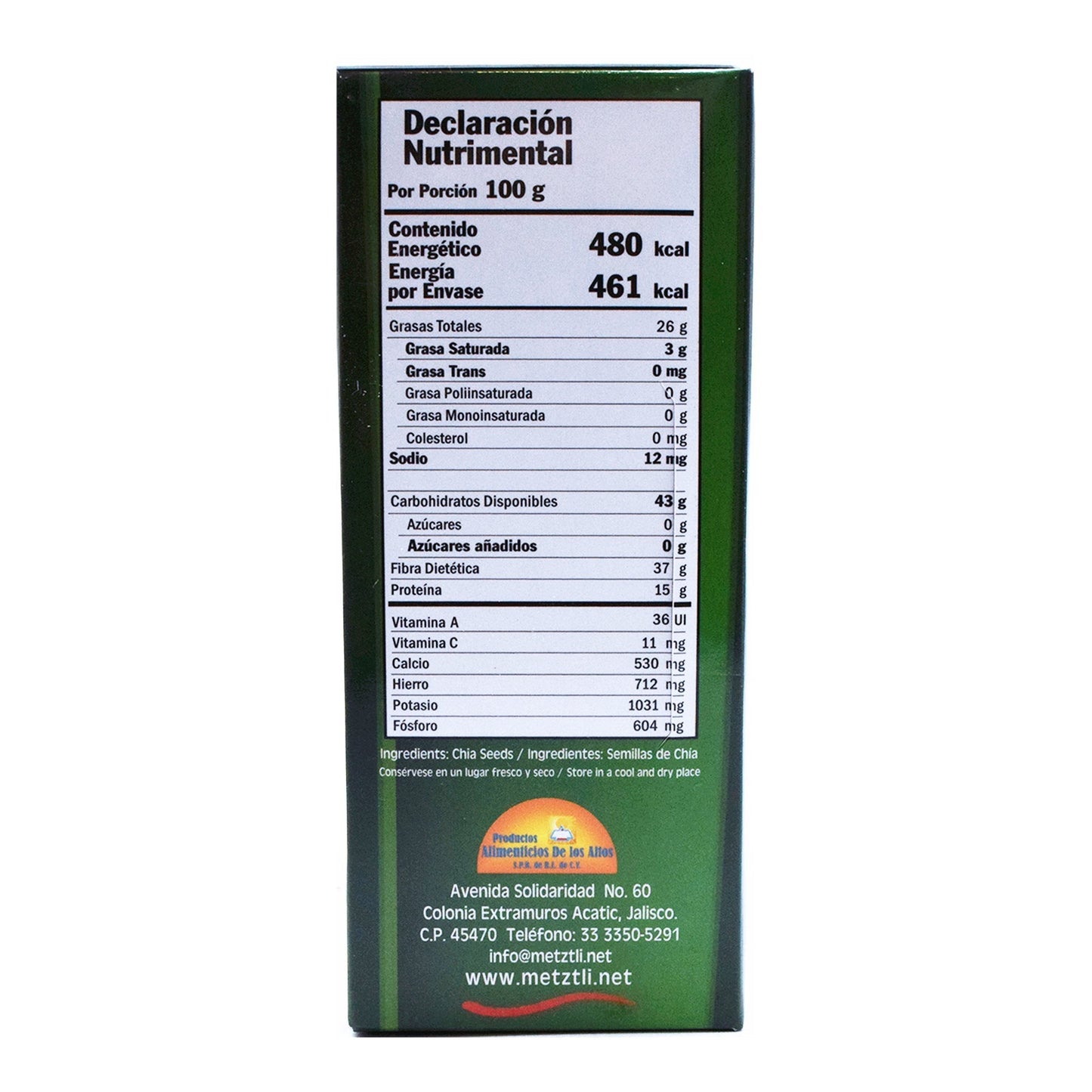 Semilla De Chia  En Sachet 96 G (Paquete 12) (METZTLI)