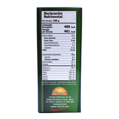 Semilla De Chia  En Sachet 96 G (Paquete 12) (METZTLI)