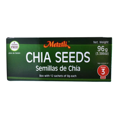 Semilla De Chia  En Sachet 96 G (Paquete 12) (METZTLI)