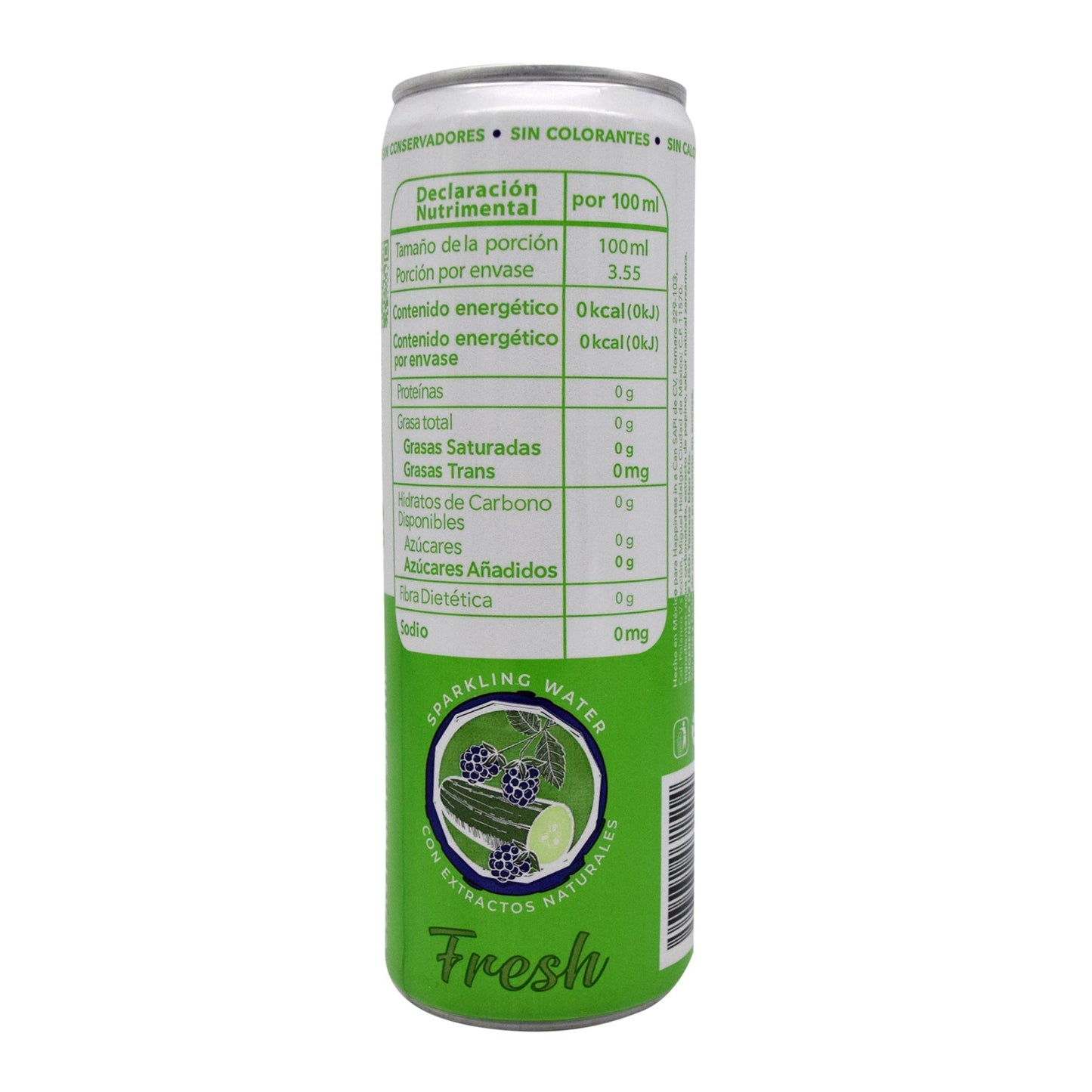 Agua Gasificada Pepino Zarzamora 355 Mililitros (FRESH)