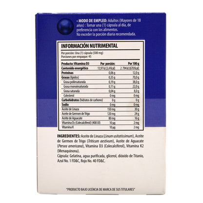 Vitamina D Con Aceite De Linaza 45 Cápsulas (SOLANUM)