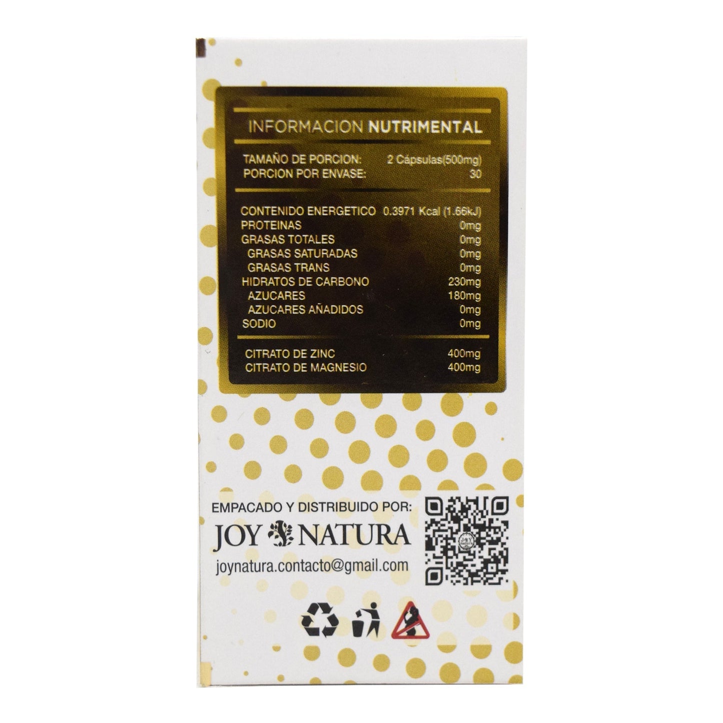 Citrato De Magnesio Y Zinc 60 Cápsulas (JOY NATURA)