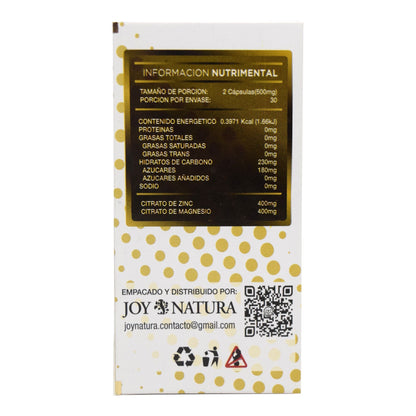 Citrato De Magnesio Y Zinc 60 Cápsulas (JOY NATURA)