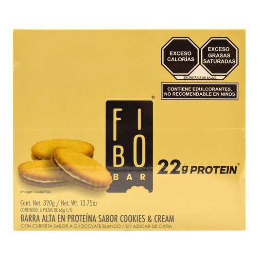 Barra De Proteina Cookies And Cream 65 G (Paquete 6) (FIBO BAR)