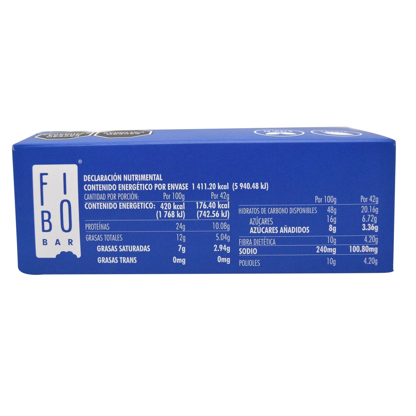 Barra Proteina Vegetal Cubierta Chocolate Blanco Coco Manzana 42 G (Paquete 8) (FIBO BAR)