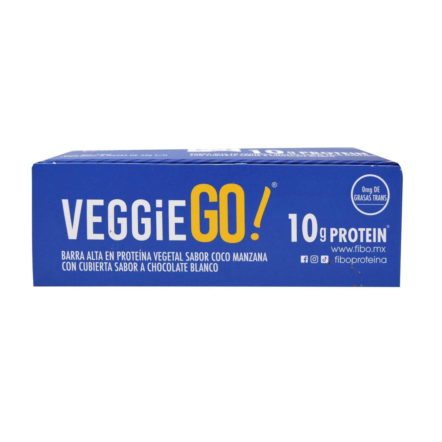 Barra Proteina Vegetal Cubierta Chocolate Blanco Coco Manzana 42 G (Paquete 8) (FIBO BAR)