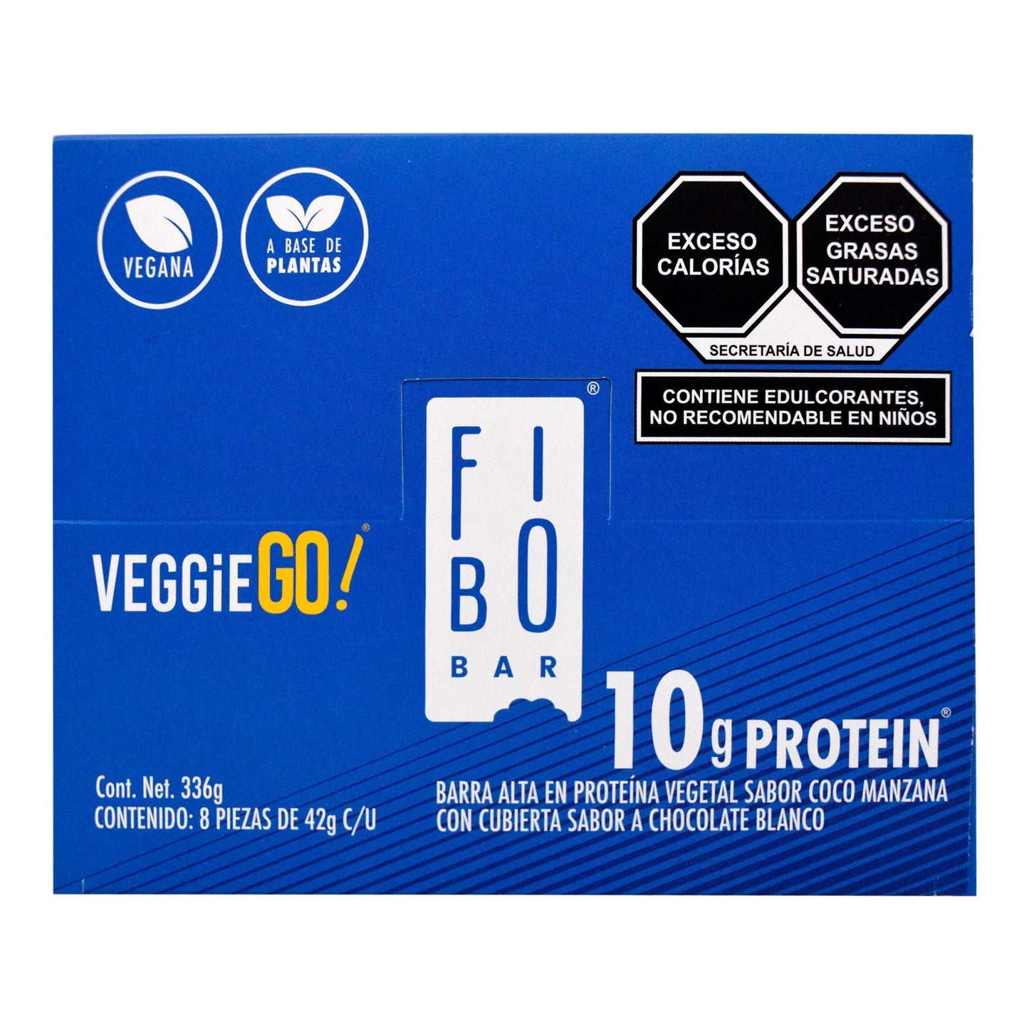 Barra Proteina Vegetal Cubierta Chocolate Blanco Coco Manzana 42 G (Paquete 8) (FIBO BAR)