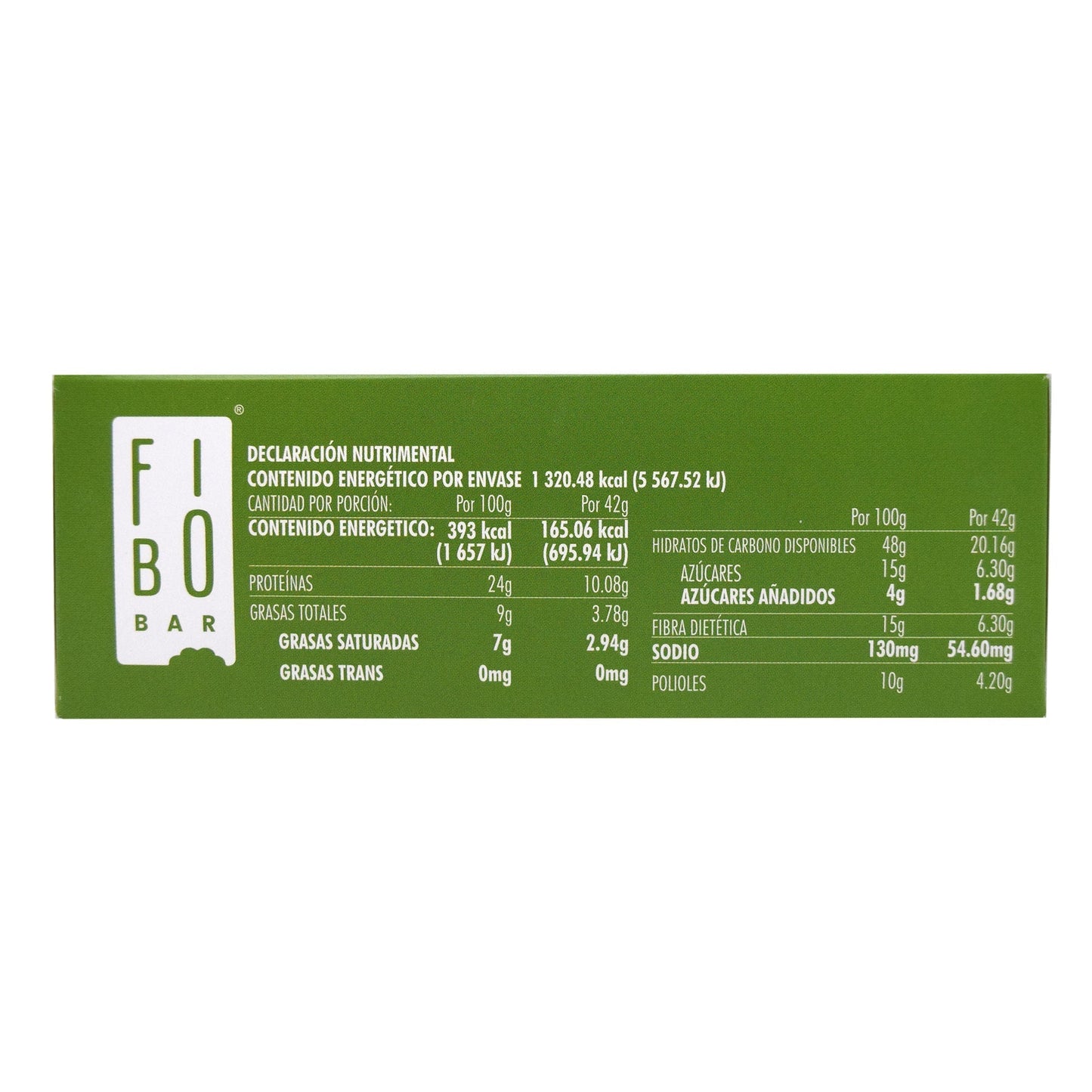 Barra Proteina Vegetal Cubierta Chocolate Blanco Matcha 42 G (Paquete 8) (FIBO BAR)