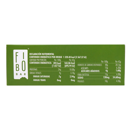 Barra Proteina Vegetal Cubierta Chocolate Blanco Matcha 42 G (Paquete 8) (FIBO BAR)