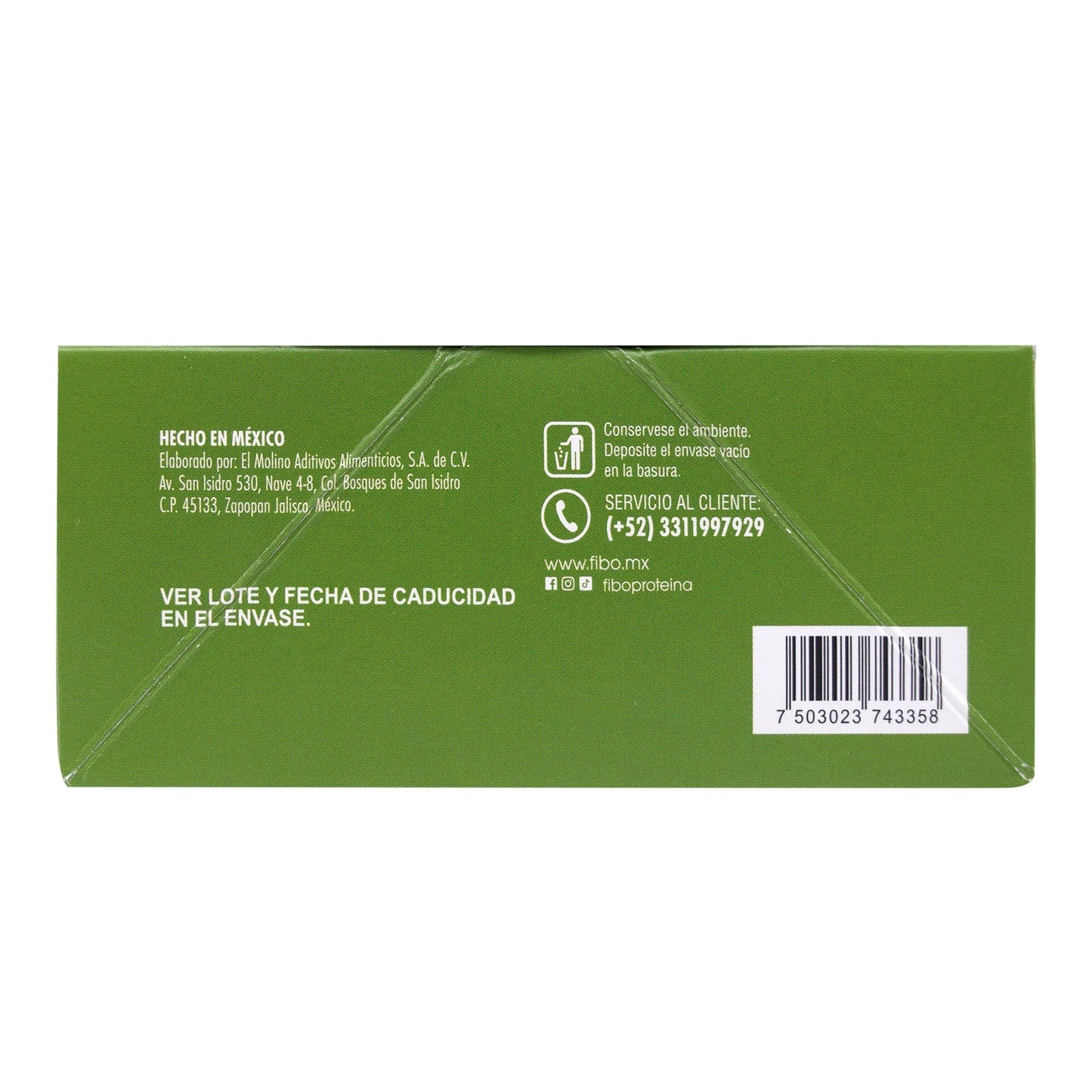 Barra Proteina Vegetal Cubierta Chocolate Blanco Matcha 42 G (Paquete 8) (FIBO BAR)