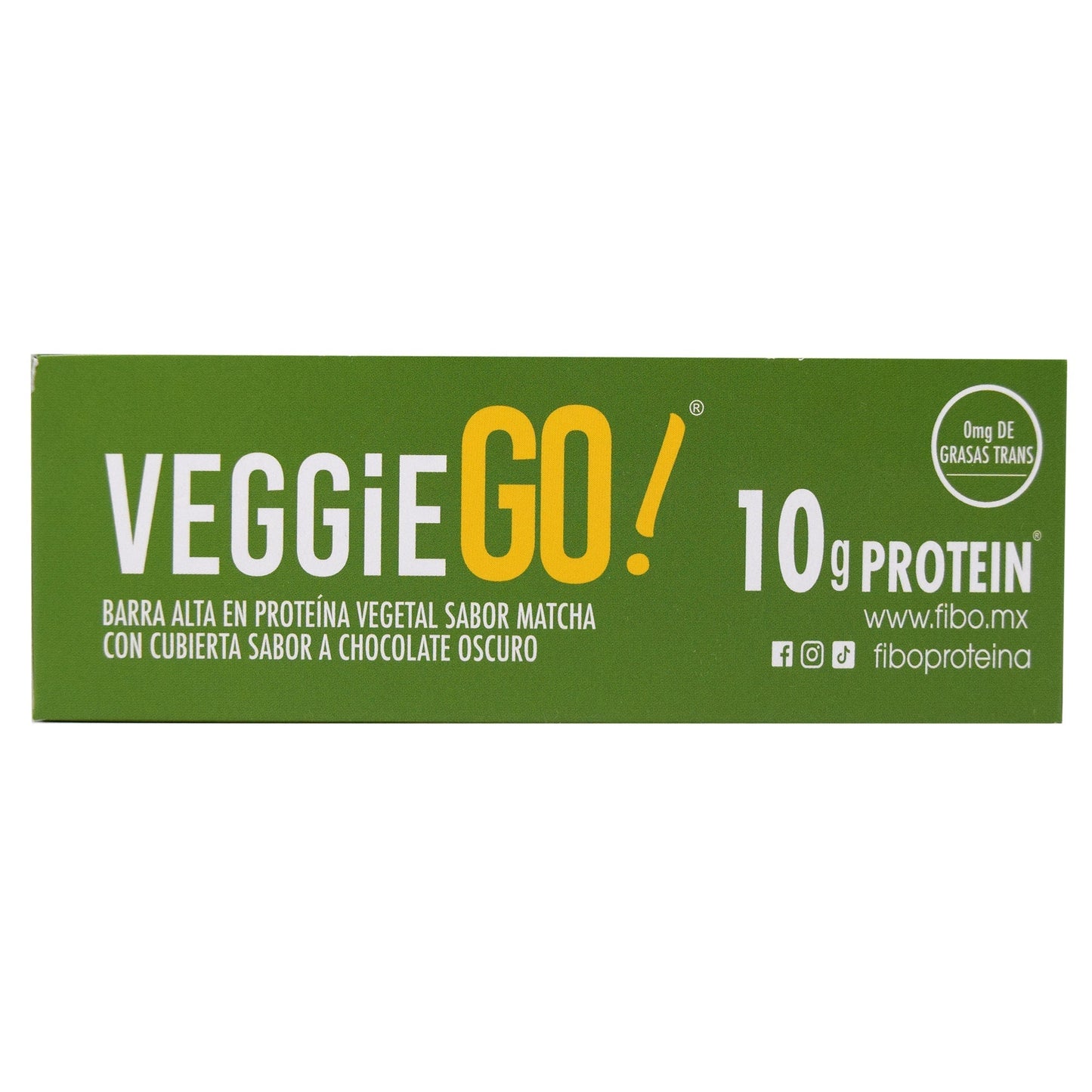 Barra Proteina Vegetal Cubierta Chocolate Blanco Matcha 42 G (Paquete 8) (FIBO BAR)