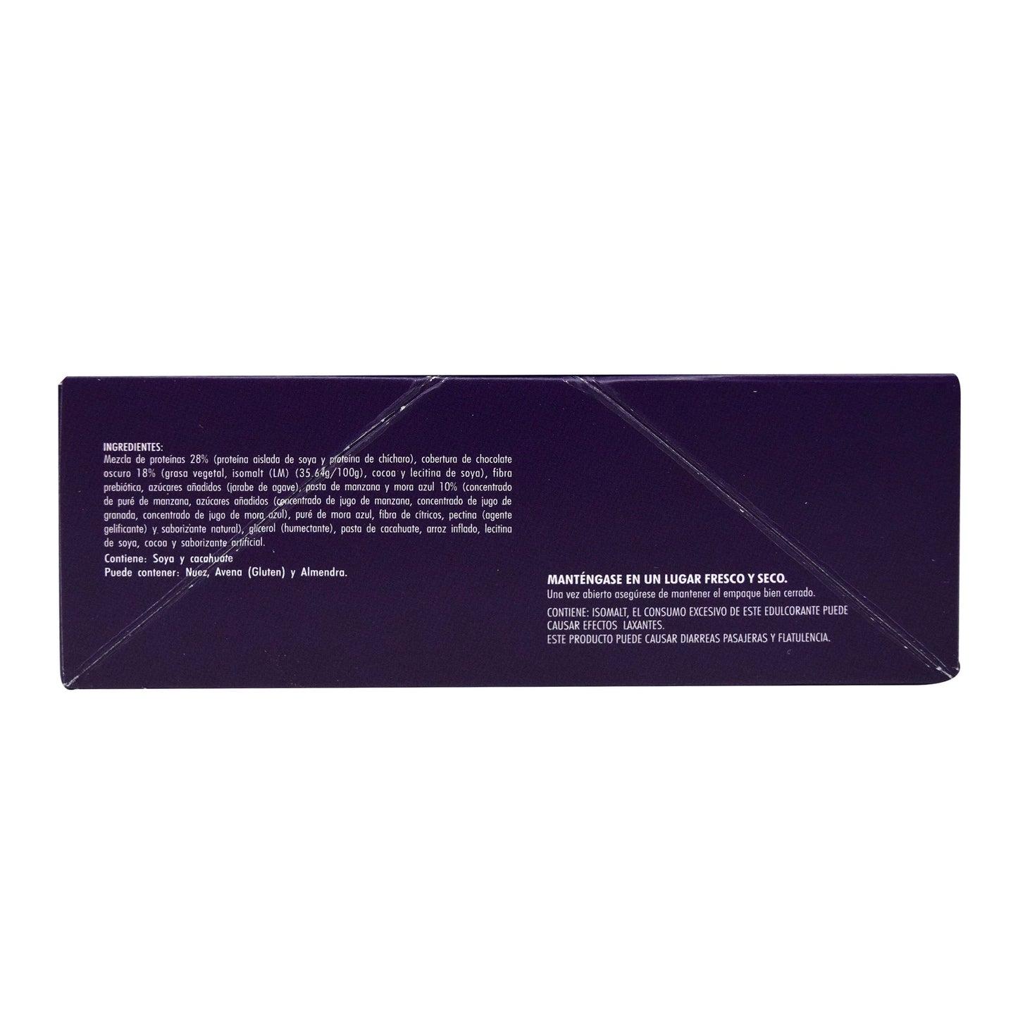 Barra Proteina Vegetal Cubierta Chocolate  Blue Berry Mora Azul 42 G (Paquete 8) (FIBO BAR)