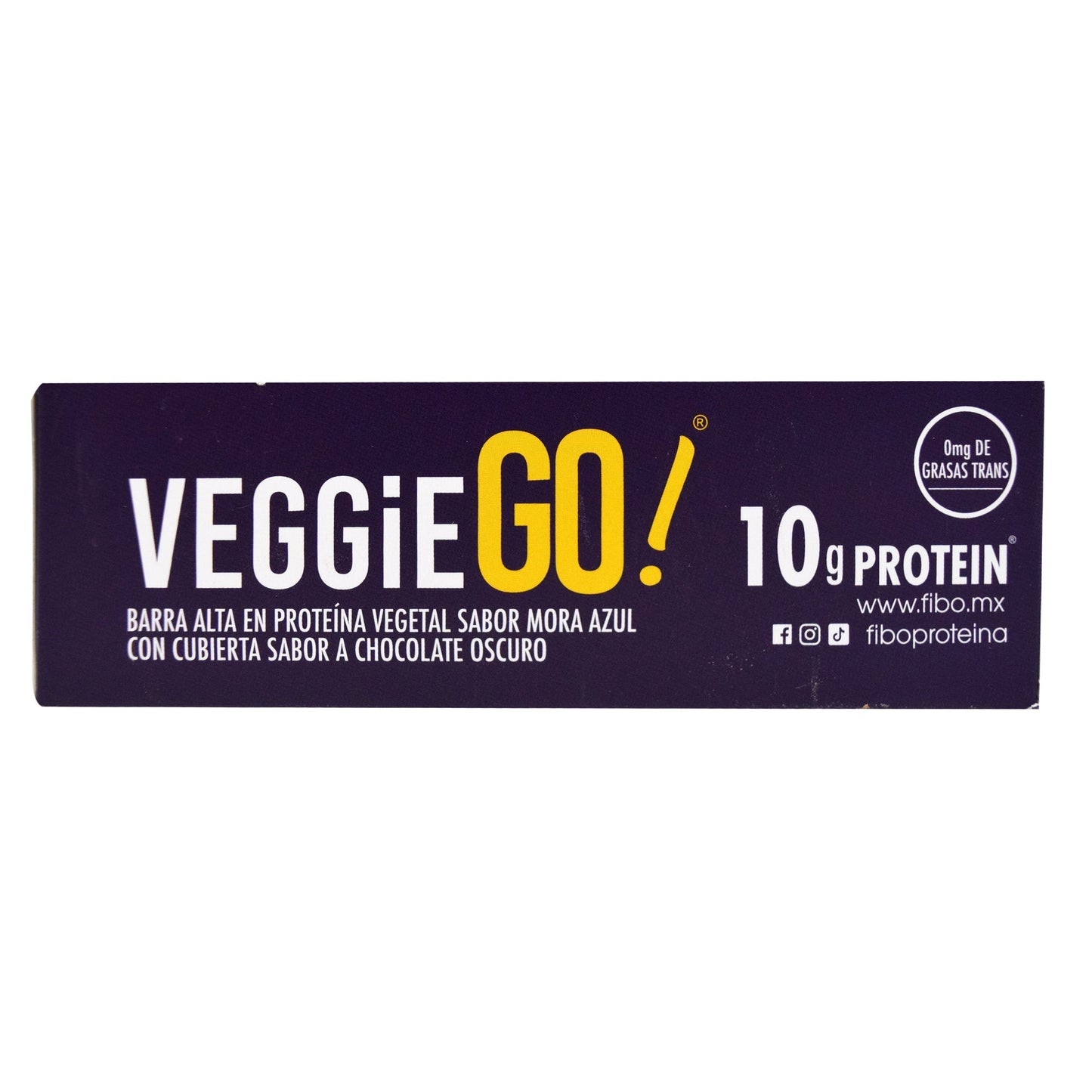 Barra Proteina Vegetal Cubierta Chocolate  Blue Berry Mora Azul 42 G (Paquete 8) (FIBO BAR)