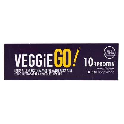Barra Proteina Vegetal Cubierta Chocolate  Blue Berry Mora Azul 42 G (Paquete 8) (FIBO BAR)