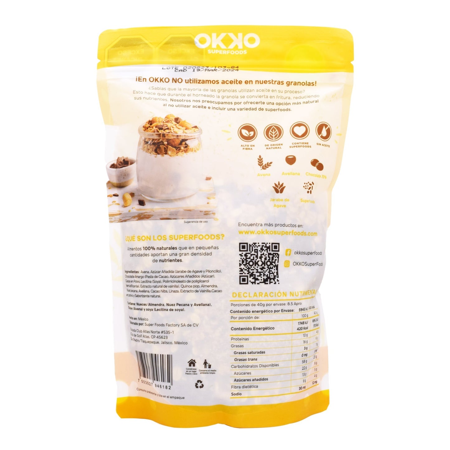 Granola Con Avellana Y Cacao 340 G (OKKO)