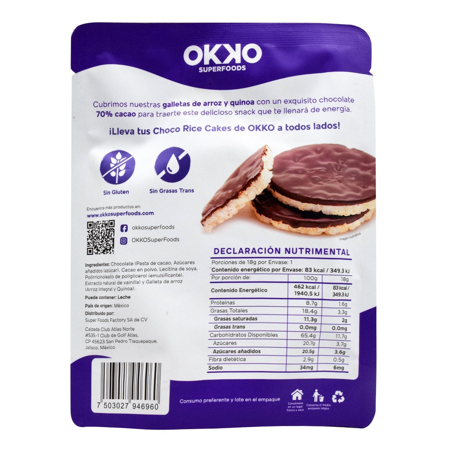 Galleta De Arroz Sab Chocolate 18 G (OKKO)
