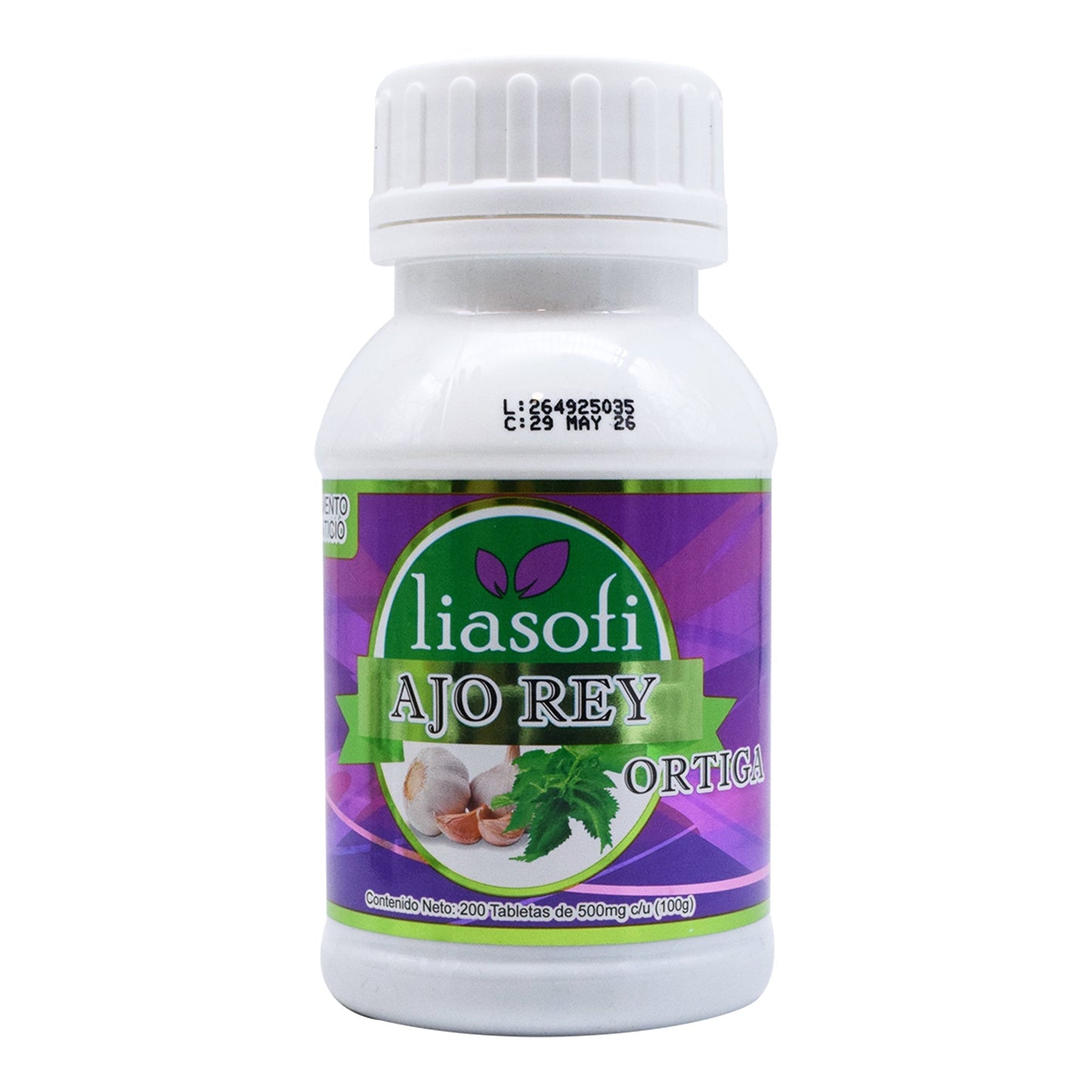 Ortiga Con Ajo Rey 500 Miligramos  200 Tabletas (LIA SOFI)
