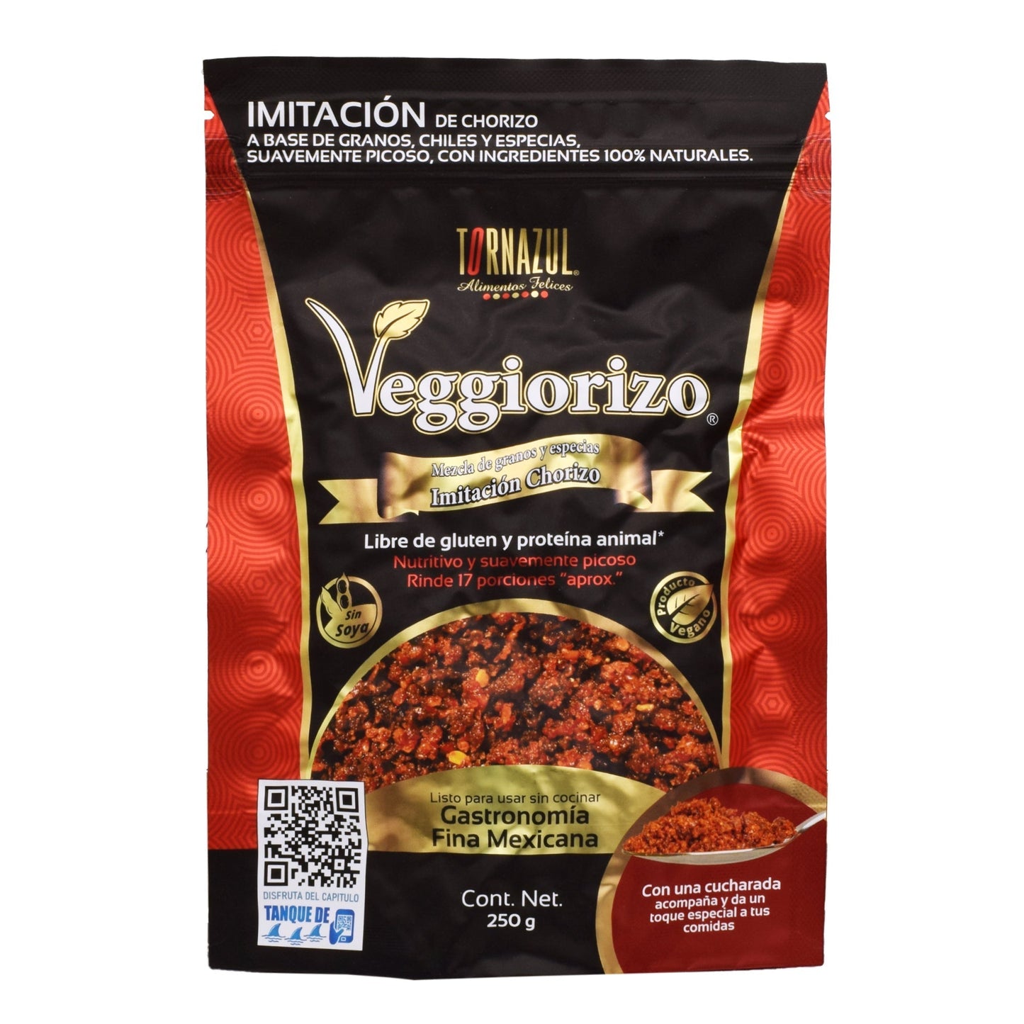 Chorizo Rojo 250 G (VEGGIORIZO)
