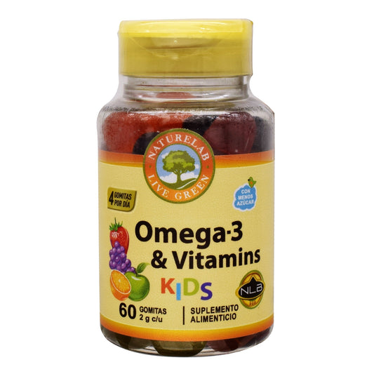 Omega 3 Y Vitaminas Kids 60 Gomitas (NATURELAB)