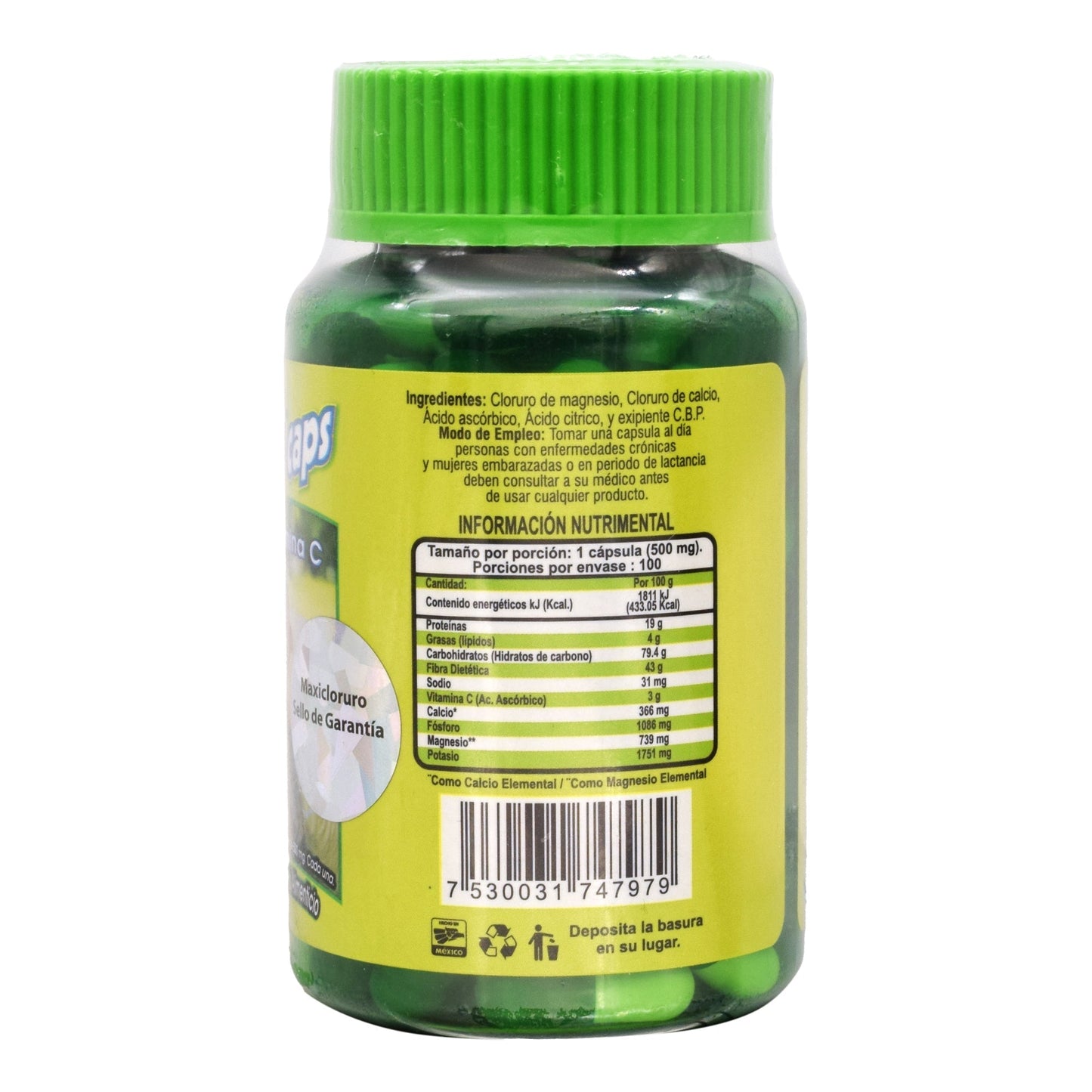 Cloruro De Magnesio Con Vit C 100 Cápsulas (MAXICLORURO)