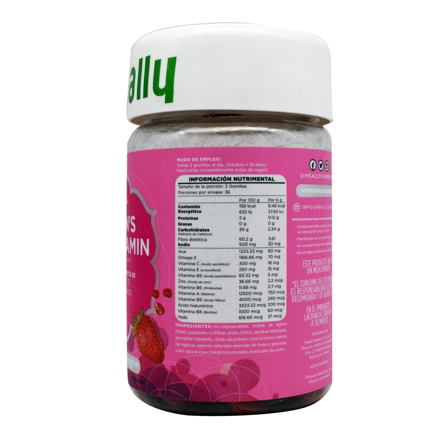 Gomitas Multi Para Mujer Fresa Granada 216 G (HEALLY)
