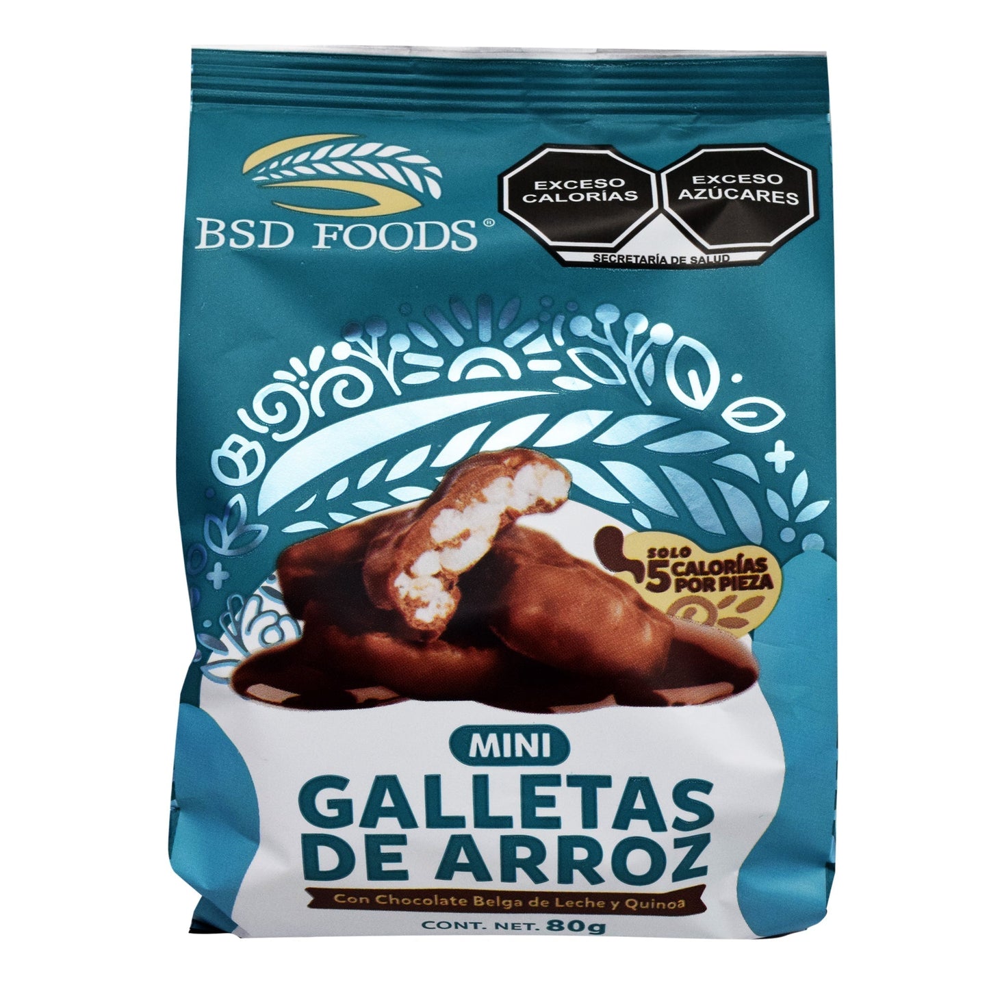 Mini Galletas De Arroz Con Chocolate Belga 80 G (BSD FOODS)