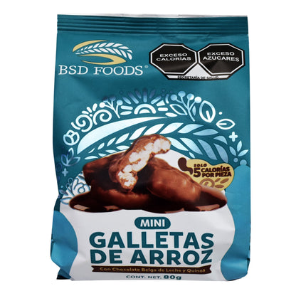 Mini Galletas De Arroz Con Chocolate Belga 80 G (BSD FOODS)