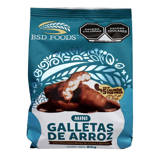 Mini Galletas De Arroz Con Chocolate Belga 80 G (BSD FOODS)