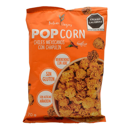 Pop Corn Chiles Mexicanos Con Chapulin 70 G (NATURE ORIGINS)