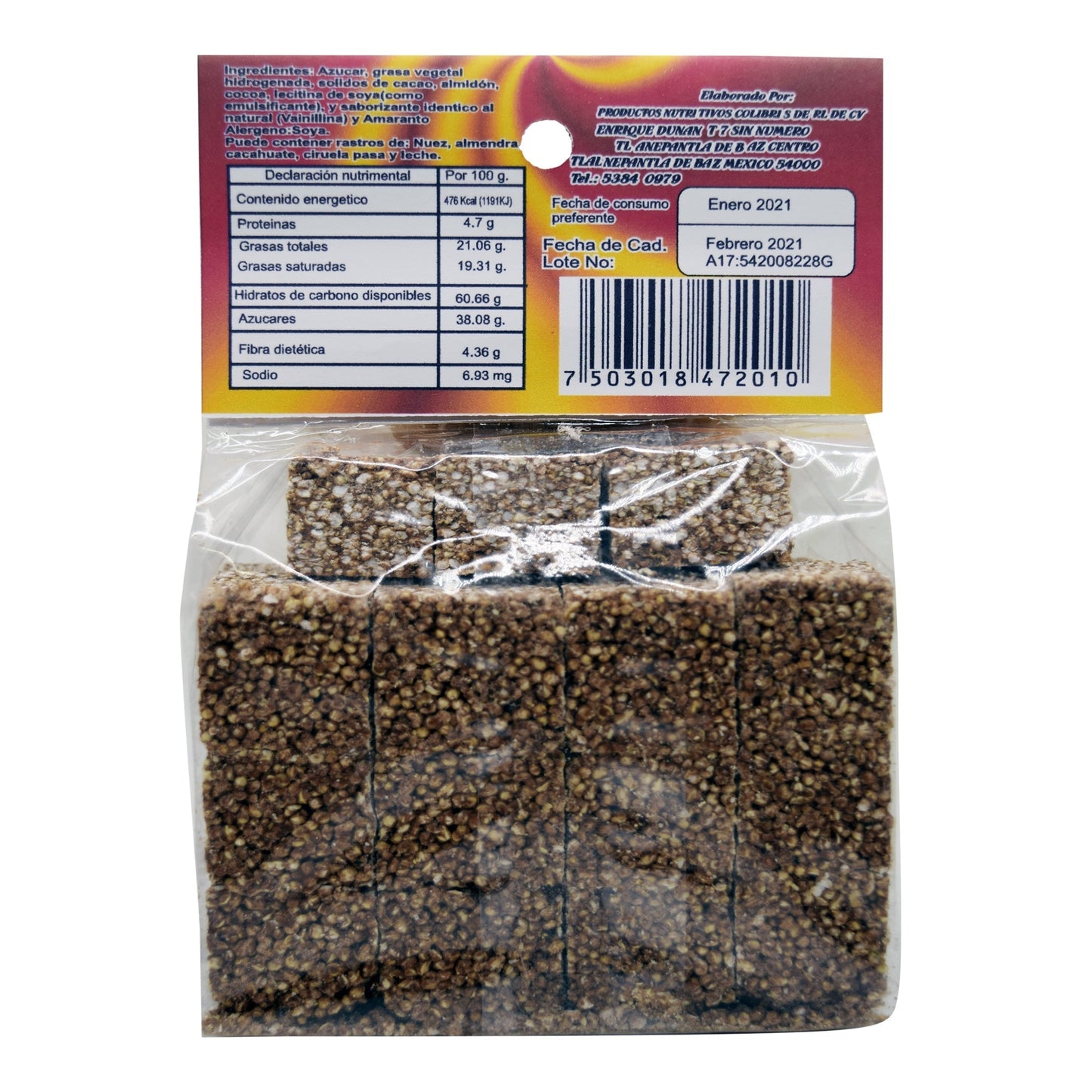 Trocitos De Amaranto Choc Semiamargo 100 G (COLIBRI)
