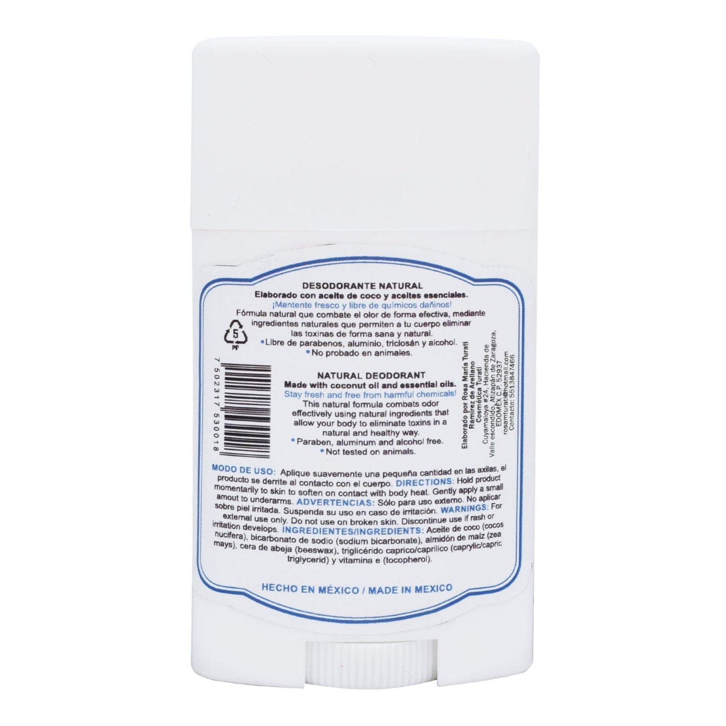 Desodorante En Barra Natural 55 G (TURATI)
