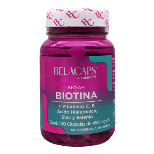 Biotina Vit C Vit E Acido Hialuronico Zinc Selenio 100 Cápsulas (SOLANUM BELACAPS)
