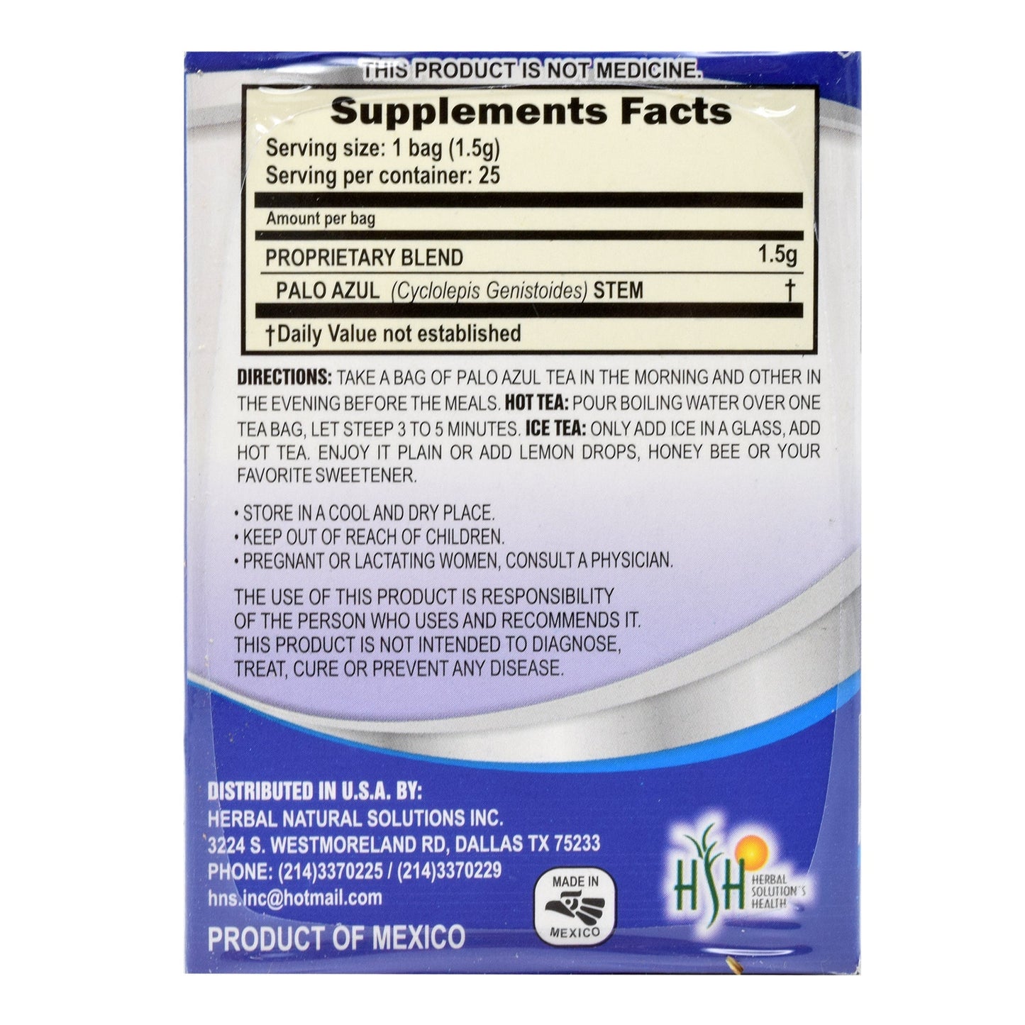 Te Palo Azul 25 Sob (NATURAL VITALITY)