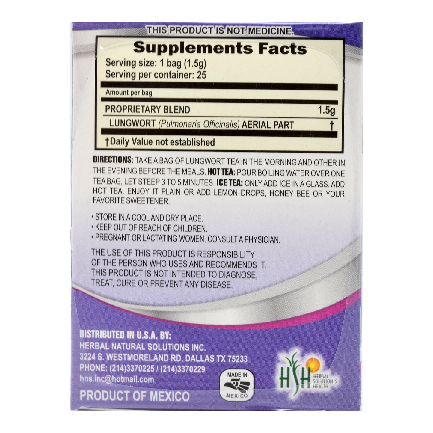 Te De Pulmonaria 25 Sob (NATURAL VITALITY)