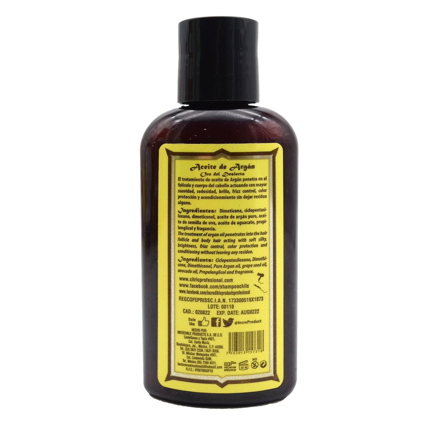 Aceite De Argan 60 Mililitros (INCREDIBLE PRODUCTS)