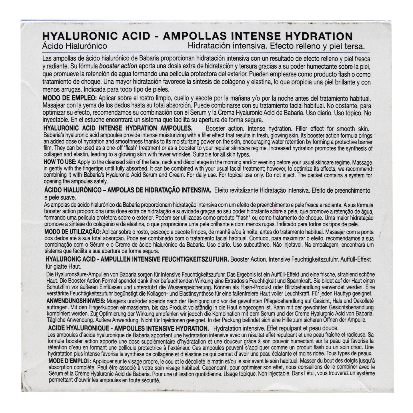 Acido Hialuronico En Ampolleta 5 Pzas (BABARIA)