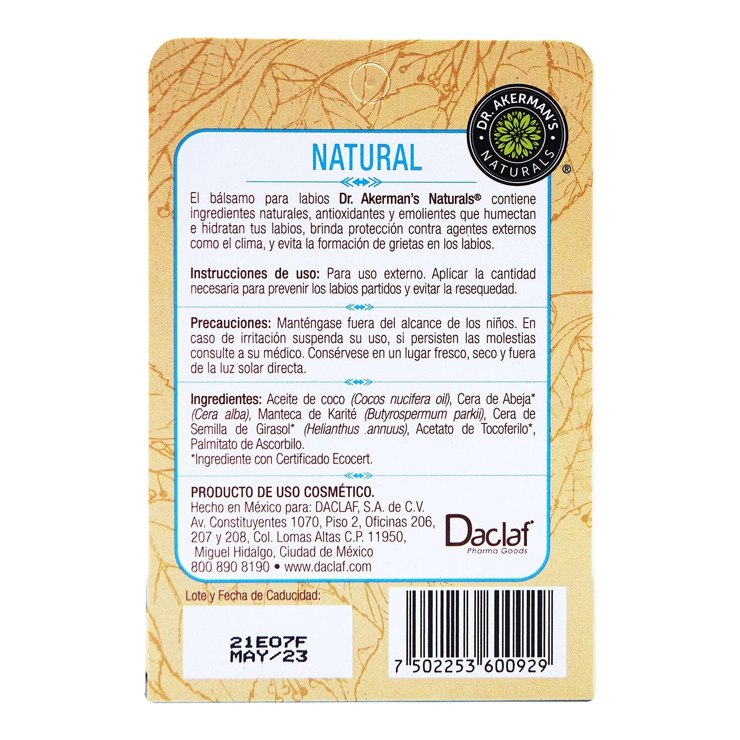 Balsamo Labial 4.5 G (DR. AKERMANS NAT)