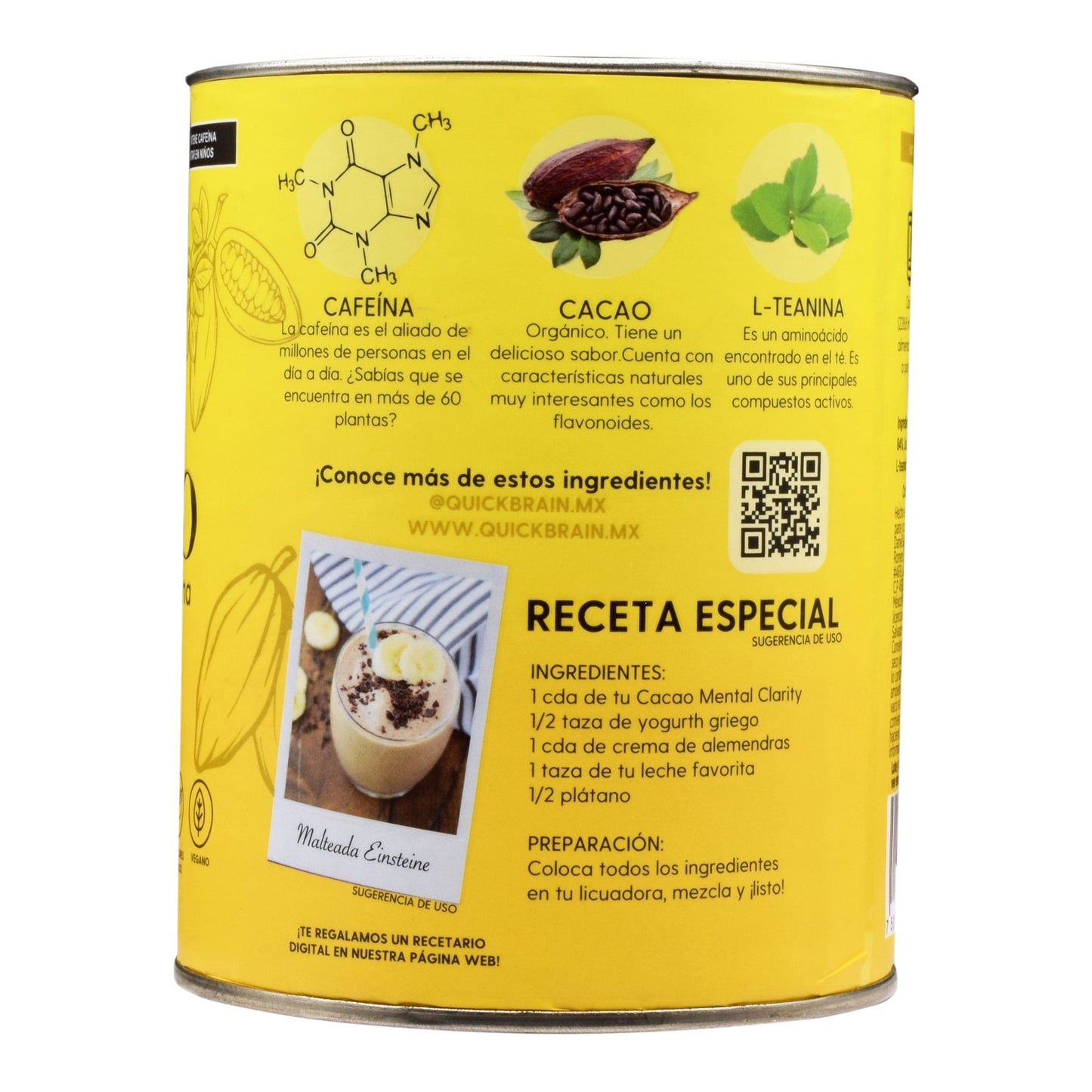 Cacao Con Cafeina Y L Teanina 225 G (QUICK BRAIN)