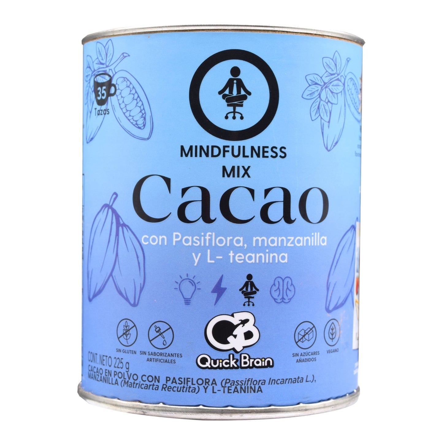Cacao Con Pasiflora Manzanilla Y L Teanina 225 G (QUICK BRAIN)