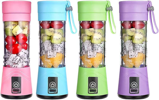 Licuadora Portátil Recargable y Robusto con 6 Cuchillas, Mini Licuadora de 380 ml para Batidos, Jugos, Frutas y Verduras