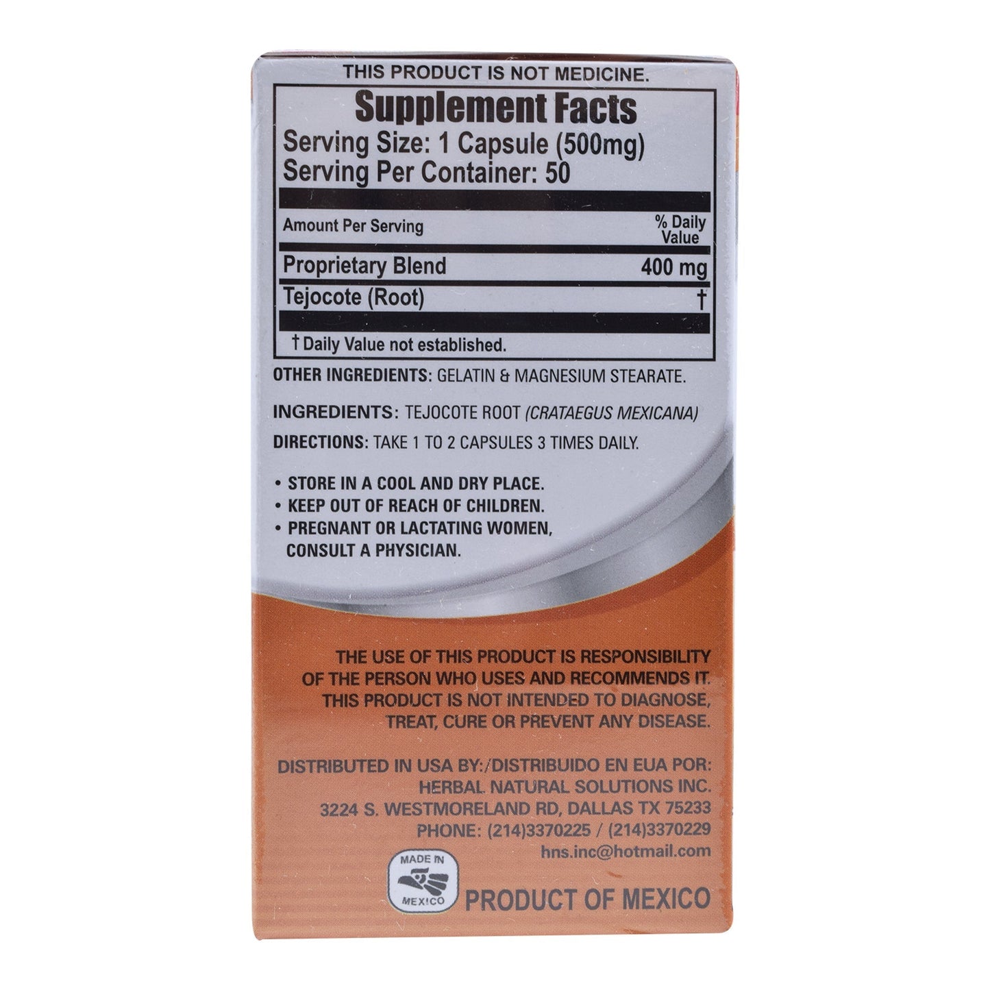 Raiz De Tejocote 50 Cápsulas (NATURAL VITALITY)