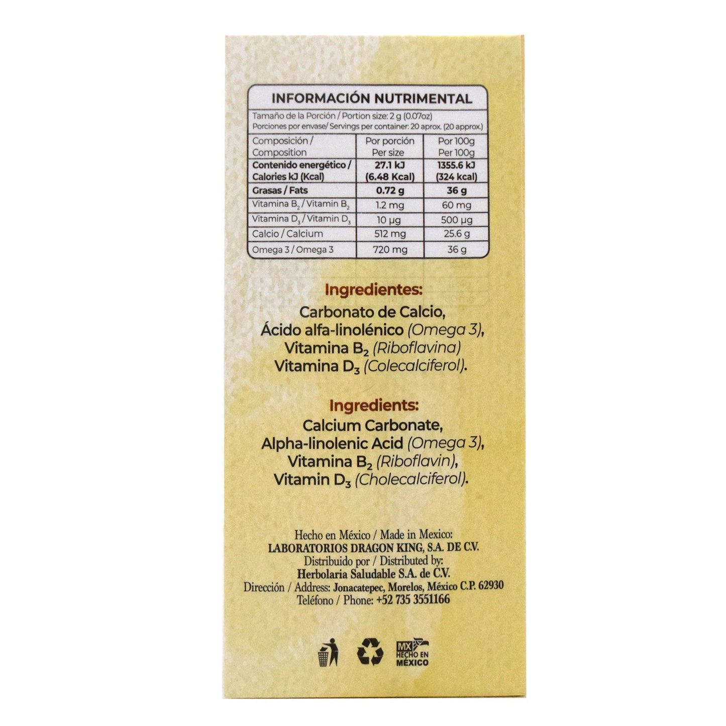 Calcio Y Vitamina D 80 Cápsulas (HERBOLARIA SALUDABLE)