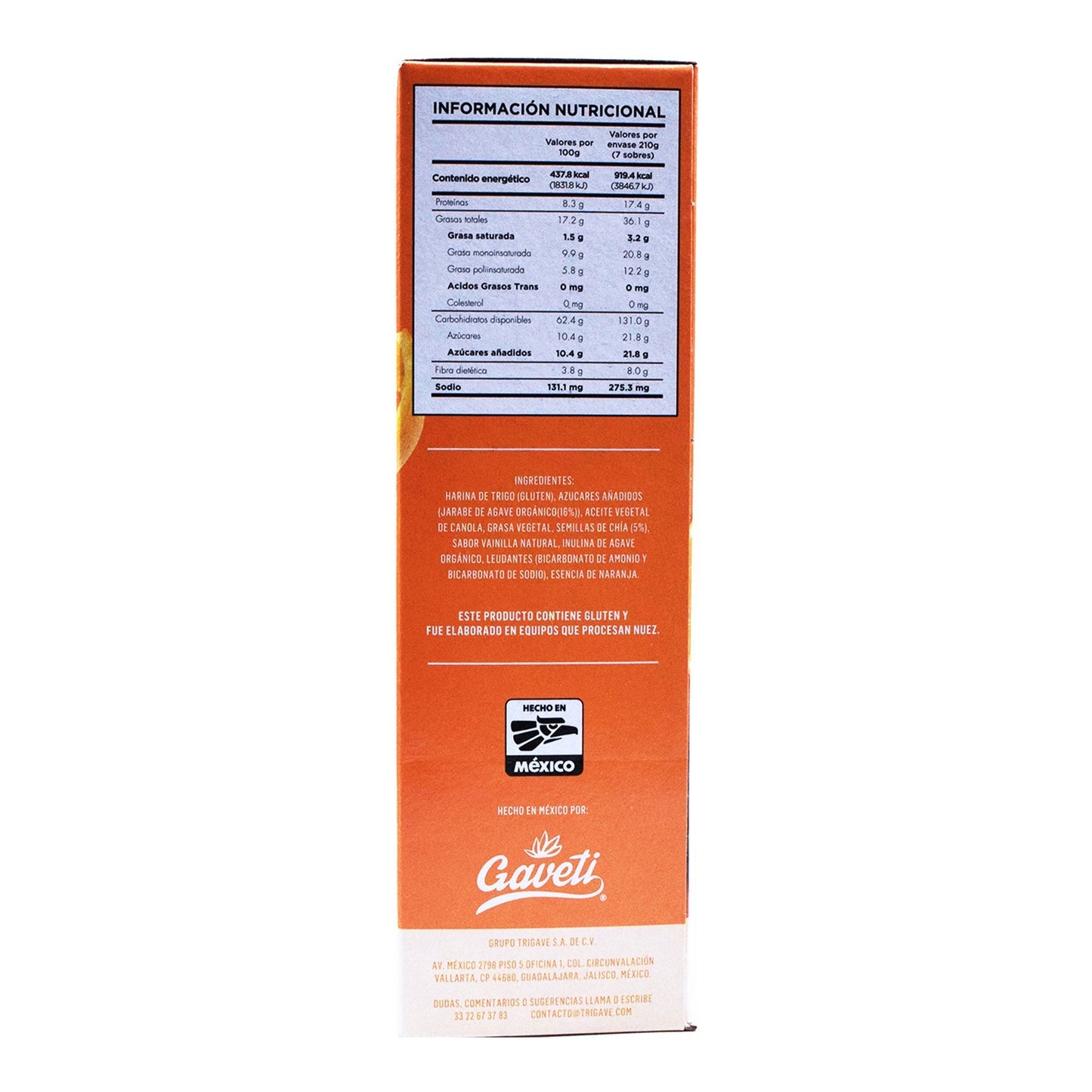Galleta Con Chia Sab Naranja 210 G (GAVETI)